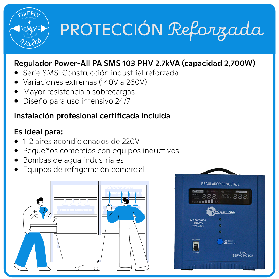 Protección Reforzada para 1-2 Aires 220V | Regulador SMS 2.7kVA | Instalación Incluida (Copia)