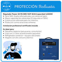 Protección Robusta para 2-3 Equipos | Regulador 110V 3kVA SMS | Instalación Incluida