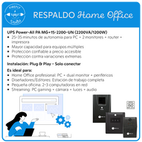 Respaldo 2200VA para Home Office Completo | UPS Line-Interactive | Más Autonomía