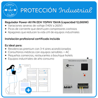 Protección para 3-4 Aires Acondicionados | Regulador Industrial 220V 15kVA | Instalación Incluida
